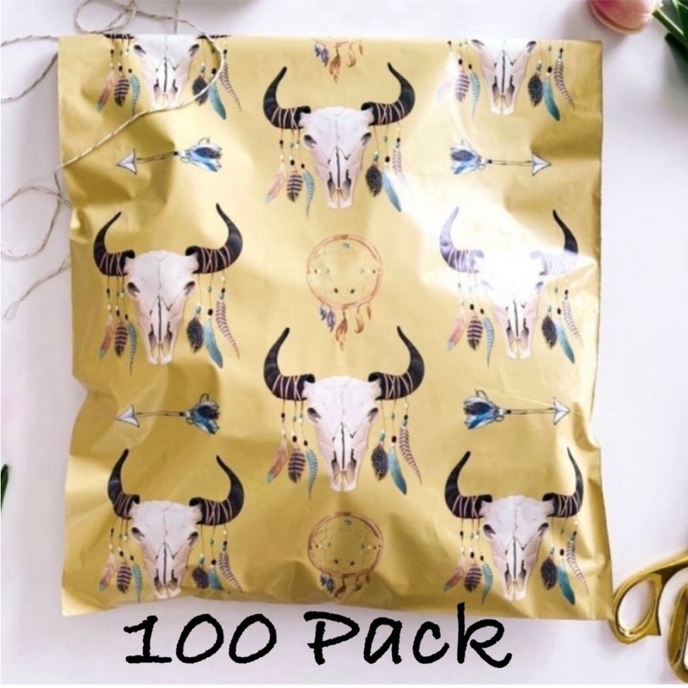100 Pack 10x13 Boho Skull Design Poly Mailers NEW